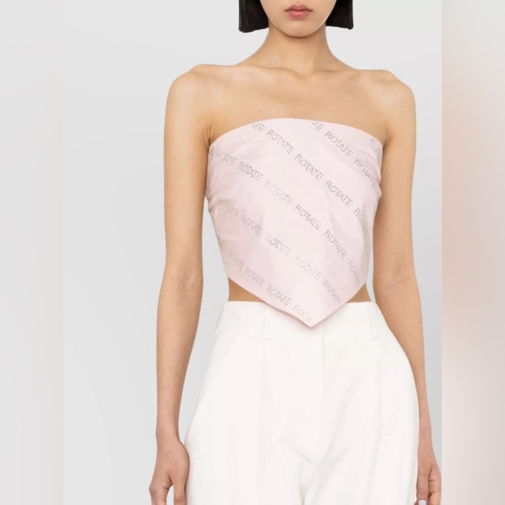 ROTATE CRYSTAL-ADORNED POPLIN CROP TOP - size M